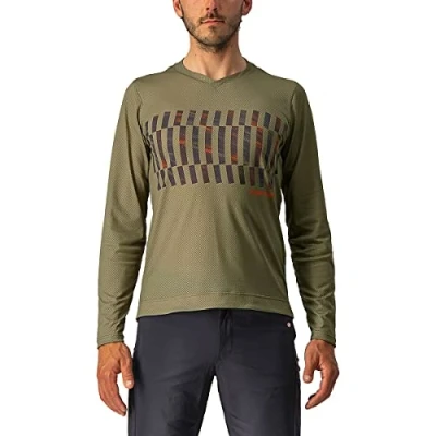 Imagen de CASTELLI Trail Tech Longsleeve tee Camiseta, Hombre, Olive Green/Dark Gray Orange R, M