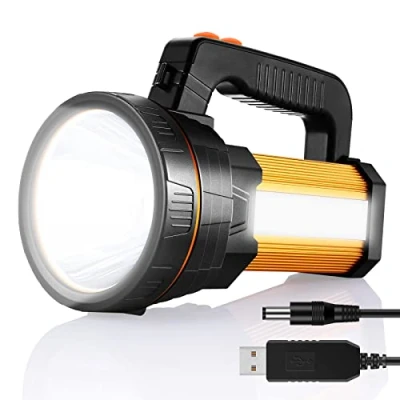 Imagen de AF WAN foco LED de mano 7000 lúmenes, linterna LED, recargable, CREE lámpara mano, superbrillante, Ustellar, farol camping, resistente al agua (dorado)