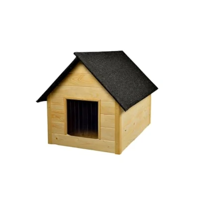 Imagen de WOODOK Casa de Perro Grande Aislada Caseta Madera Impermeable y Resistente al Clima, Ideal para Invierno, Confort Protección Total Tu Mascota, Dimensiones Exteriores (Clara, 82x58x47 cm)