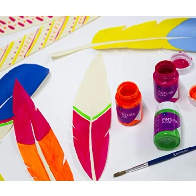 Imagen de Pintura acrilica la pajarita fluorescente 35 ml caja de 6 unidades colores surtidos