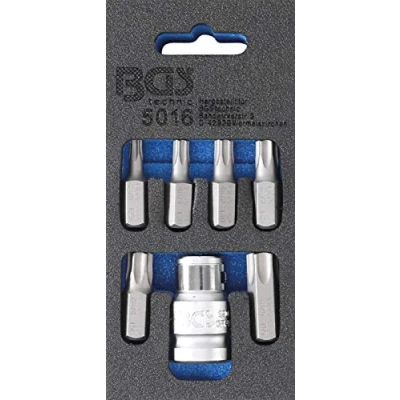 Imagen de BGS 5016 Juego de puntas destornilladores entrada 10 mm (3/8&quot;) perfil en T (para Torx) 7 piezas
