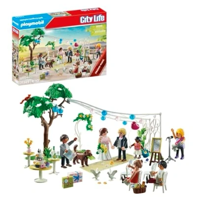 Imagen de PLAYMOBIL City Life 71365 Promo Packs Fiesta de Boda, Ceremonia Boda romántica ensueño para recrear, con decoración y Varios Animales, Juguetes niños a Partir 4 años