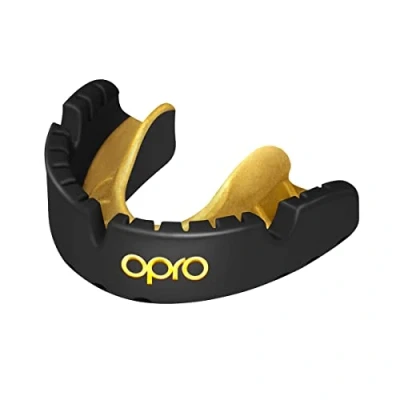 Imagen de OPRO protector bucal para brackets Gold Level, deportivo con excelente comodidad protección y ajuste, rugby, boxeo, lacrosse, artes marciales, mma, hockey (Negro)