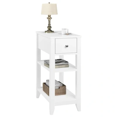 Imagen de WOLTU Mesita de Noche con 1 Cajón 2 Estantes, Mesilla Madera, 45x28x66 cm, Mesa Auxiliar Moderna para Dormitorio Cama Sofá Salón, Estilo Nórdico, Blanca, NTS02ws