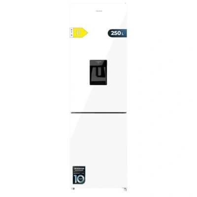 Imagen de Cecotec Frigorífico Combi 250L Dispensador de Agua Bolero Coolmarket 250 WD White Glass D. No Frost, Compresor Inverter, Bajo COnsumo, Modo Fast Cooling, Puerta Reversible y Alarma