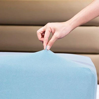 Imagen de Ropa de Cama Familiar, 100% algodón, sábana Bajera Ajustable, Doble grande, Color Azul
