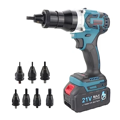 Imagen de Juego de pistolas para tuercas remache eléctricas inalámbricas remachadora automatica Pistola portátil remachadoras ciegas M3 M4 M5 M6 M8 M10 M12