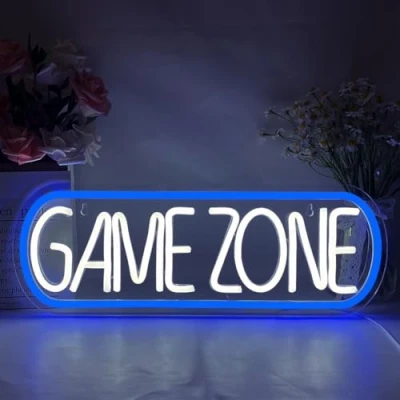 Imagen de YUEYYNS Zona de Juego Letreros Neon Game Zone Señal Neón Fuente Alimentación USB con Interruptor Adecuado para fiestas, salas deportes electrónicos, carteles iluminación fiestas