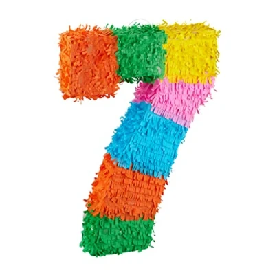 Imagen de Relaxdays Piñata Cumpleaños Número 7 sin Relleno, Papel, Multicolor, 50,5 x 35,5 7,5 cm