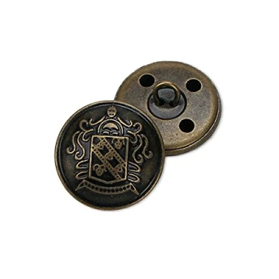 Imagen de botones de metal retro para abrigo, decorativos, accesorios costura, paquete 12, latón envejecido, 15 mm