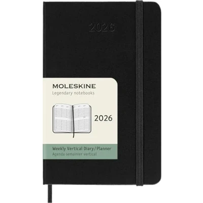 Imagen de Moleskine Weekly Planner, Agenda Semanal Vertical 2026 12 Meses, Tapa Dura y Cierre Elástico, Color Negro, Formato Pocket 9x14 cm