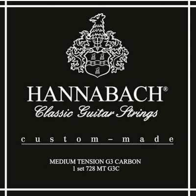 Imagen de Hannabach Cuerdas de guitarra clásica Serie 728 Medium Tension Custom Made G3 Carbon Juego con G3/Sol3 728MTG3C