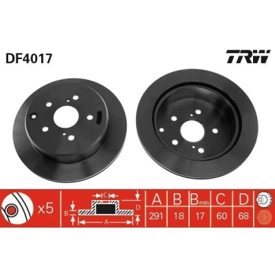 Imagen de TRW DF4017 Disco de freno 291 18 5 114 ventilado barnizado TOYOTA: Supra III
