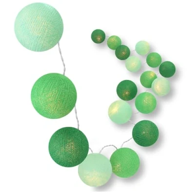 Imagen de CREATIVECOTTON Cadena de luces LED con 20 bolas algodón, temporizador y regulador luz incluido (Sinfonía, bolas)