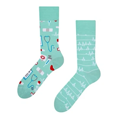 Imagen de Dedoles Calcetines Unisex Hombre Mujer y Niños Algodón muchos diseños divertidos diferente izquierda derecha, color: Azul, diseño: Medicina, tamaño: 35 38