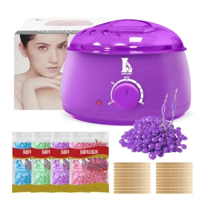 Imagen de Calentador de Cera Depilatoria Profesional Máquina Caliente para Depilación Rápida en Cara, Axilas y Cuerpo, Kit Completo 4 Ceras, Compacto, Portátil Seguro Piel Sensible (Violeta)