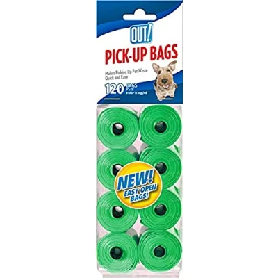 Imagen de OUT! Bolsas para excrementos de Perro, Resistentes y a Prueba Fugas, Color Verde (Paquete 120 Unidades)