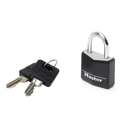 Imagen de Master Lock 9130EURDBLK Candado con Llave cuerpo de aluminio macizo revestido, Negro, 3 x 5.2 1.6 cm