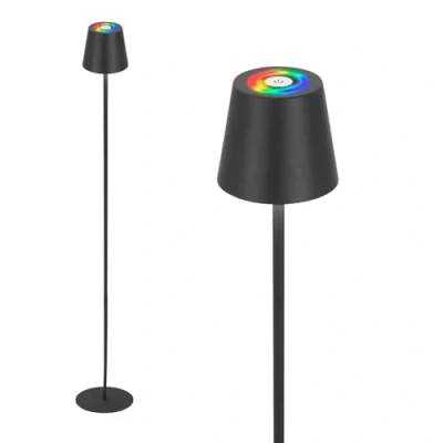 Imagen de Briloner Lámpara de pie LED recargable Coloris, negra, RGB, atenuador, IP44, USB