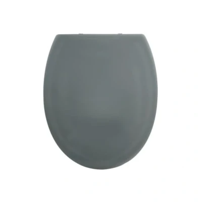 Imagen de spirella Asiento de inodoro ovalado con función liberación rápida y descenso automático suave, antibacteriano, termoplástico acero inoxidable extraíble, color gris oscuro