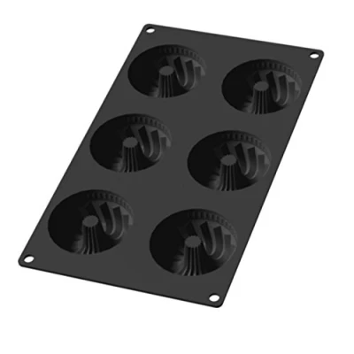 Imagen de Lékué Molde repostería Mini Savarin, silicona platino Negro, 6 cavidades