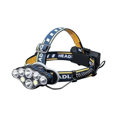 Imagen de GRIFEMA GD303 Linterna Frontal LED Recargable, 8 Modos Luz LEDs, IPX45 Impermeable y Liviana, para Correr de Noche, Camping, Pesca, Excursión