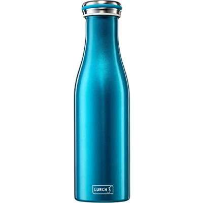 Imagen de Lurch 240851 Termo para Bebidas frías y Calientes de Doble Pared Acero Inoxidable 0,5 l, Color, Azul Agua