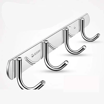 Imagen de JKMQA Soportes para Utensilios Olla Sartén Cuchillo Cucharón de Cocina Barra Colgador Acero Inoxidable 4 Ganchos 29 cm