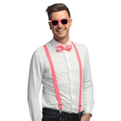 Imagen de Boland juego de disfraces 3 piezas, accesorios con tirantes, gafas y pajarita, para festivales, JGA, carnaval fiestas temáticas