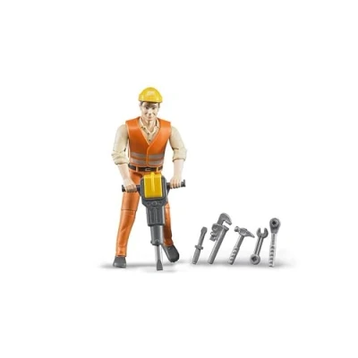 Imagen de bruder 60020 bworld obrero de la construcción con accesorios, figura juguete