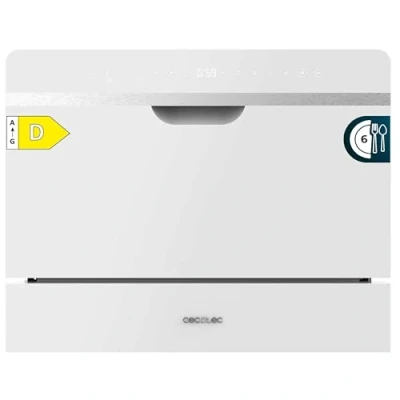 Imagen de Cecotec Lavavajillas Compacto Semi Integrable 6 Cubiertos Bolero Aguazero 2500 S BI White Glass. 1380W, Acabado Cristal Blanco, Bajo Consumo, 5 Programas, Panel Táctil, Comienzo Diferido