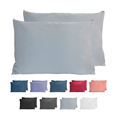 Imagen de Komfortec Juego de 2 Fundas cojín 100% algodón, 40 x 60 cm, Funda Almohada Punto súper Suave 150 g/m², Color Gris