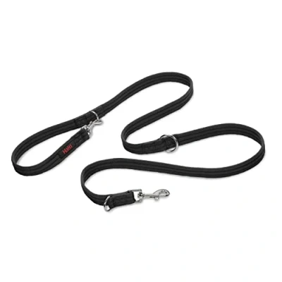 Imagen de Correa de adiestramiento HALTI multifunción con doble enganche, ideal para antitirones Entrenamiento canino. Cómoda sostener. Apta perros pequeños y cachorros (Talla S, Negro)