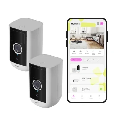 Imagen de OMAJIN by Netatmo, 2 x Cámara Seguridad Interior Exterior 2K inalámbrica, Visión 140, IP65 Waterproof, 64 SD/Cloud, Detección Humana/Movimiento, batería 9600mAh, Audio bidireccional, OBU 2OWC