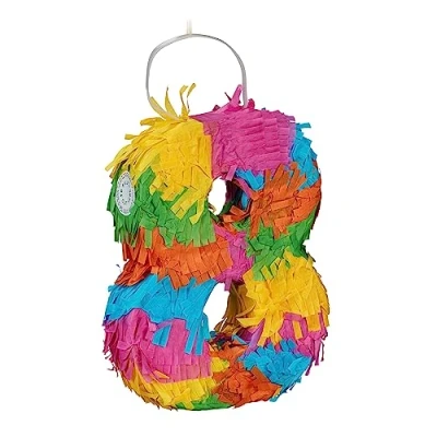 Imagen de Relaxdays Mini Piñata Número 8, Minipiñata Cumpleaños y Aniversarios Rellenable con Chuches, 20,5 x 15,5 4,5 cm, Multicolor, Cartón, 20.5 15.5 4.5 cm