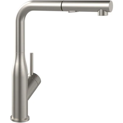 Imagen de Villeroy &amp; Boch Subway Style Shower grifería de cocina, alta presión, función conmutación, grifo fregadero bajo consumo, altura del caño 300 mm, acero inoxidable macizo