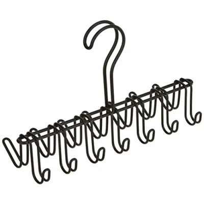 Imagen de iDesign Classico Organizador de corbatas, colgador metal con 14 ganchos para organizar cinturones y negro mate