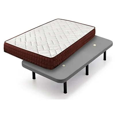 Imagen de Cama express Colchón Viscosoft Ergos 15 + Base Tapizada Gris con 6 Patas 32 cm, Medida : 90 x 190 cm