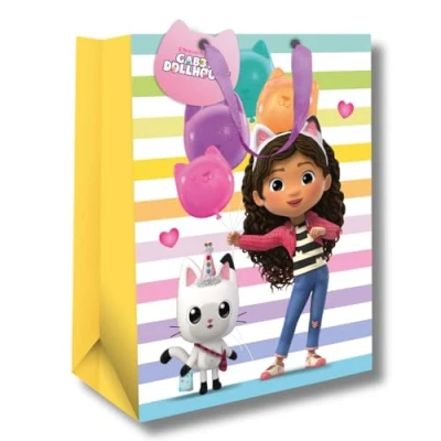 Imagen de Gabbys Dollhouse Bolsa de regalo para niñas, ideal celebraciones y cumpleaños fans todas las edades, con licencia oficial recursos responsables, 33 x 26 13,5 cm,
