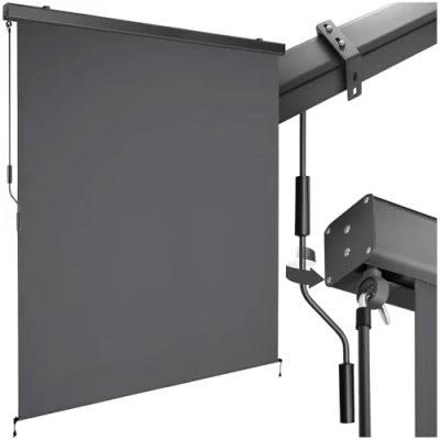 Imagen de TecTake® toldo Vertical Exterior Enrollable con manivela, Soporte toldo, Toldos Terraza y balcón, protección Solar Cortavientos, Tela Balcon Resistente 160 x 250 cm Negro