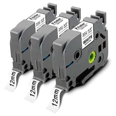 Imagen de Pristar 12mm Compatible para Brother TZe 231 TZe231 TZ 0.47 Negro sobre Blanco Laminada Cinta de Etiquetas PT H100 H110 E110 H107B D210 P900W E550W E550WVP P750W E110VP