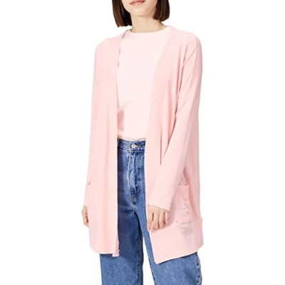 Imagen de Amazon Essentials Cárdigan con Abertura Frontal de Tejido Rizo, Ligero y Ajuste Informal para Estar en Casa Mujer, Rosa Claro, XXL