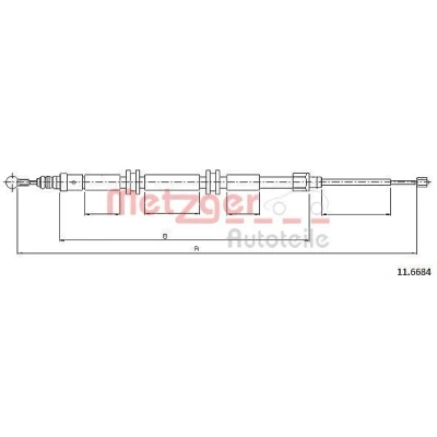 Imagen de METZGER 11.6684 Cable de Freno Mano Atrás izquierda, derecha, izquierda 2015/920 Discos COFLE RENAULT: Kangoo II Express