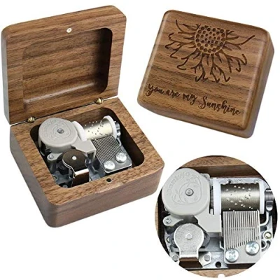 Imagen de Sinzyo You Are My Sunshine Caja de Música Madera Vintage Navidad San Valentín Cumpleaños Regalo (Caja Nogal)