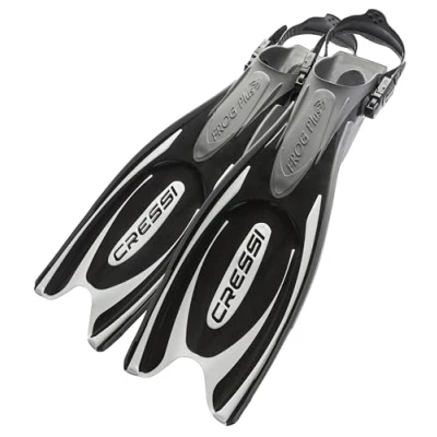 Imagen de Cressi Frog Plus Fins Aletas de Buceo Unisex Adultos, Color Negro/Plata, L XL
