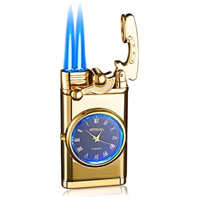 Imagen de Mechero de tormenta, Encendedor Gas, Llama Doble Chorro, Metal, Recargable, para Velas, Encendedor, Idea Regalo Hombres (sin Gas)