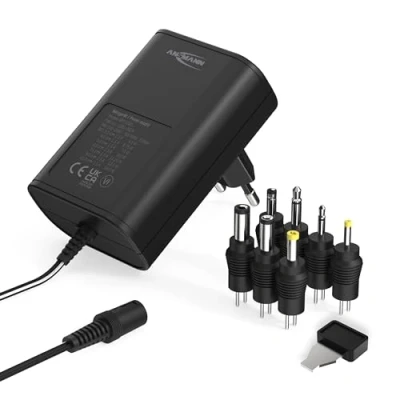Imagen de ANSMANN Cargador universal APS 1500 para aparatos electrónicos Potencia de 3 a 12V, 18W Con 7 conectores recambio Fuente alimentación