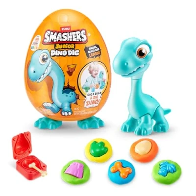 Imagen de Smashers Junior Dino Dig Large Egg, Brontosaur, by ZURU 18+ Surprises, Dinosaur Preschool Toys, Build Construct Sensory Play For Kids 18 Months 3 Years (Brontosaur)