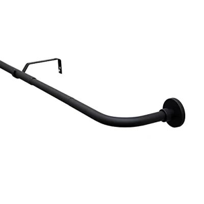 Imagen de GARDINIA Juego de barras cortina &quot;Lisa&quot;, extensible, 1 carril, con arco, diámetro 16/19 mm, incluye material fijación, barra en color negro mate, metal, 130 180 cm
