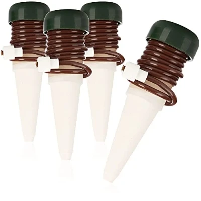 Imagen de com four® 4X Cono de Arcilla con Manguera Sistema riego Dispensador Agua para Plantas y Flores Interior (4 Piezas marrón)